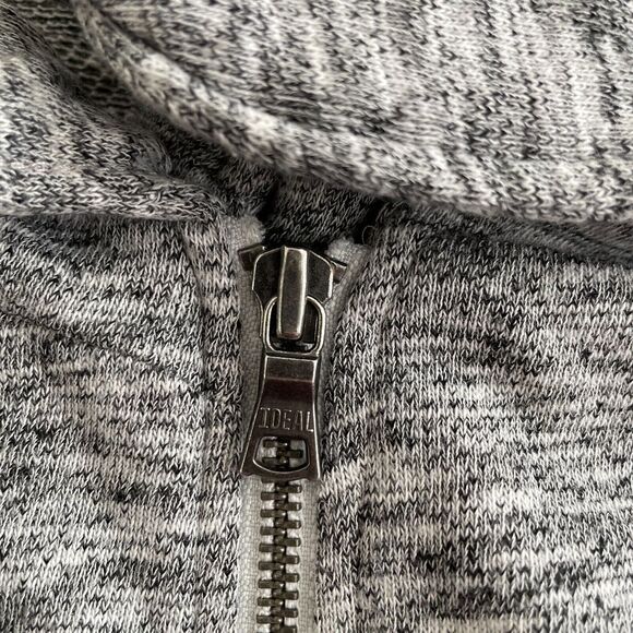 Express Sweater Womens Extra Small Heather Grey Cropped Full Zip Mock Neck* - Picture 4 of 13